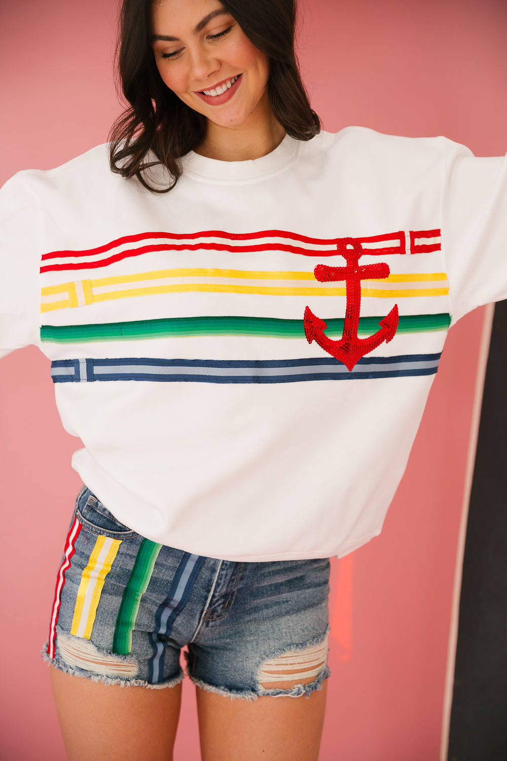 ANCHOR RIBBON WHITE PULLOVER pullover Judith March