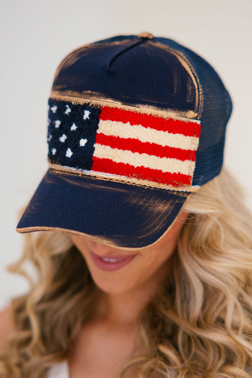 AMERICAN FLAG NAVY STRUCTURED HAT HAT Judith March
