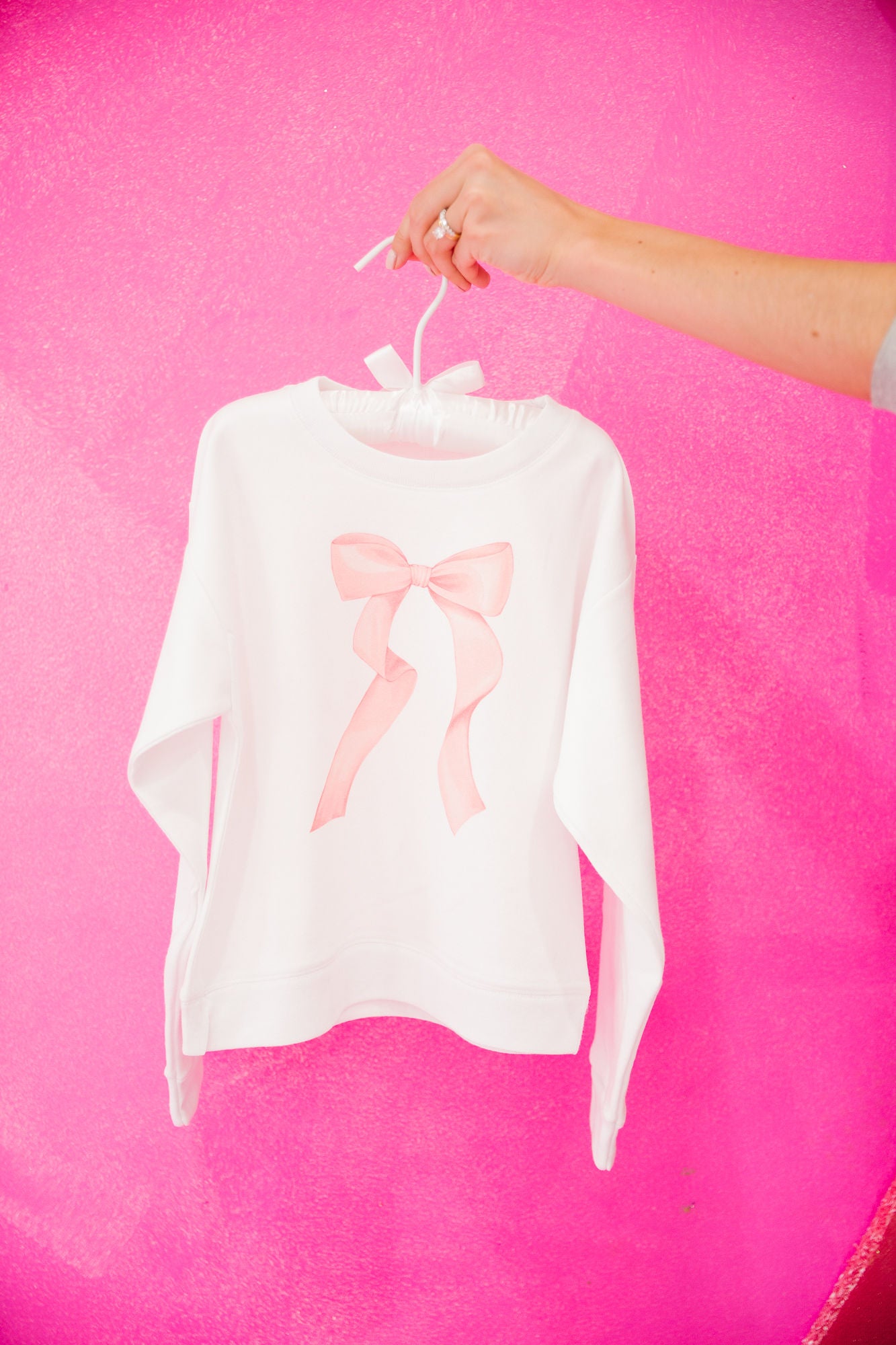MINI KIDS PINK BOW WHITE PULLOVER pullover Judith March