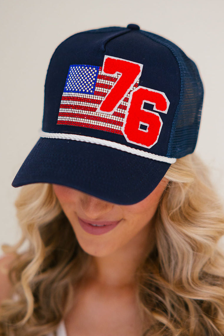 UNITED SINCE 1776 NAVY STRUCTURED HAT HAT Judith March