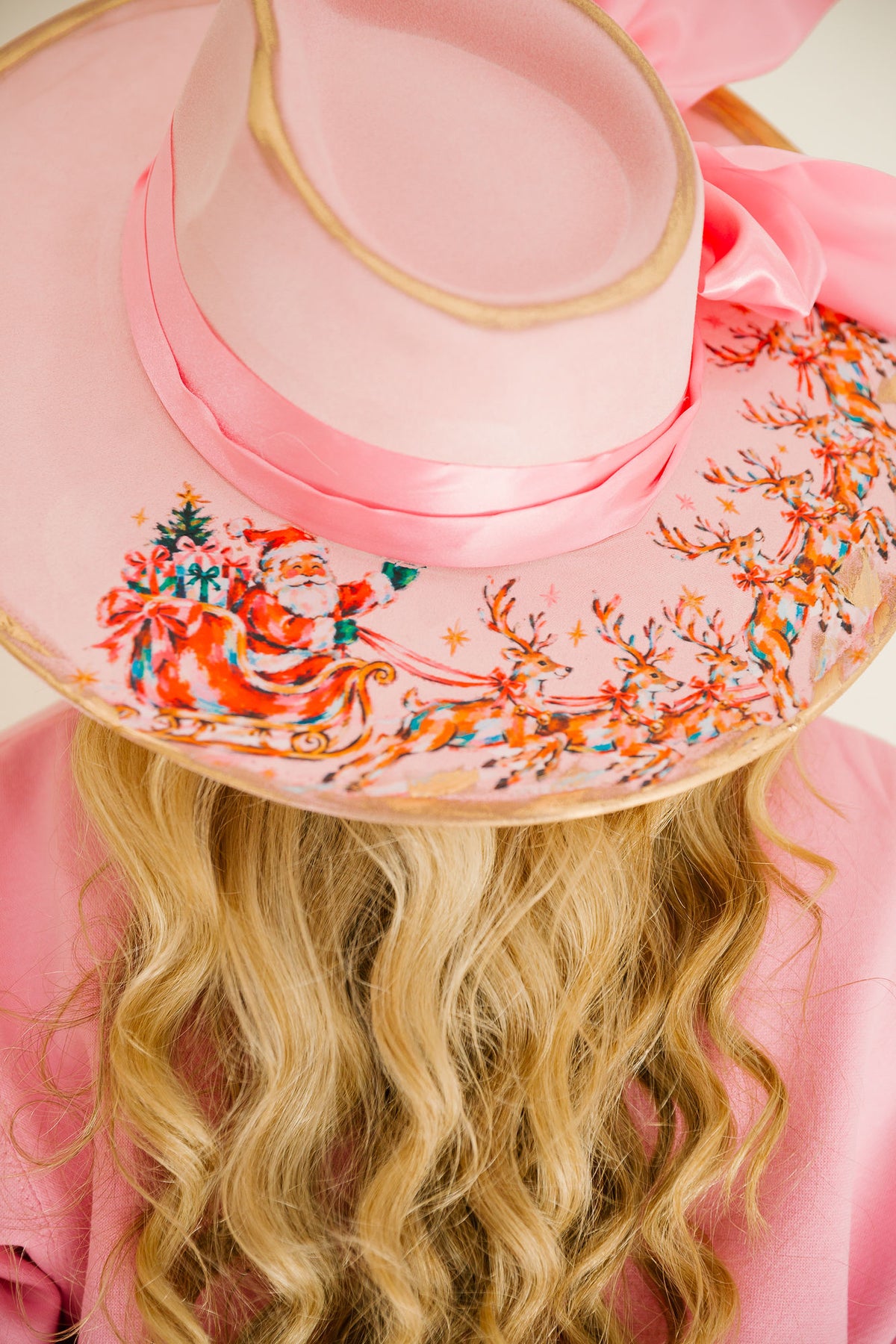 SANTA'S SLEIGH RIDE PINK RANCHER HAT RANCHER HAT Judith March