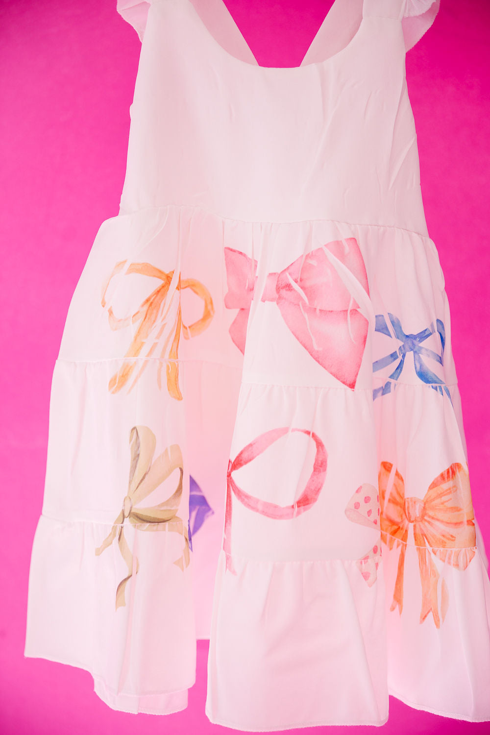 mini pastel dresses MINI KIDS PASTEL BOWS White DRESS 7-8Y