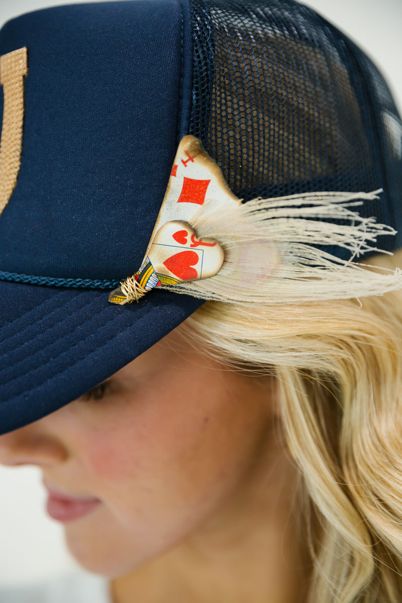 NAVY HORSESHOE CARD TRUCKER HAT LIMITED EDITION Judith March