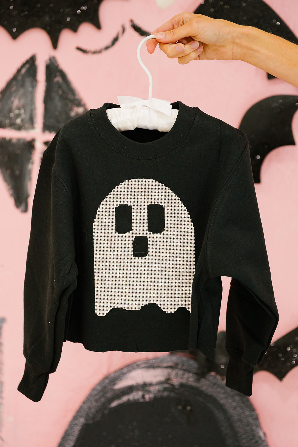 MINI KIDS SEQUIN GHOST BLACK PULLOVER PULLOVER Judith March