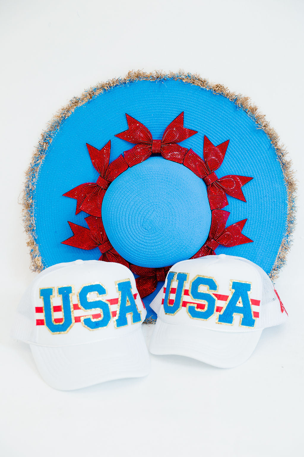 MOM + MINI USA STRIPED TRUCKER HATS TRUCKER HAT Judith March