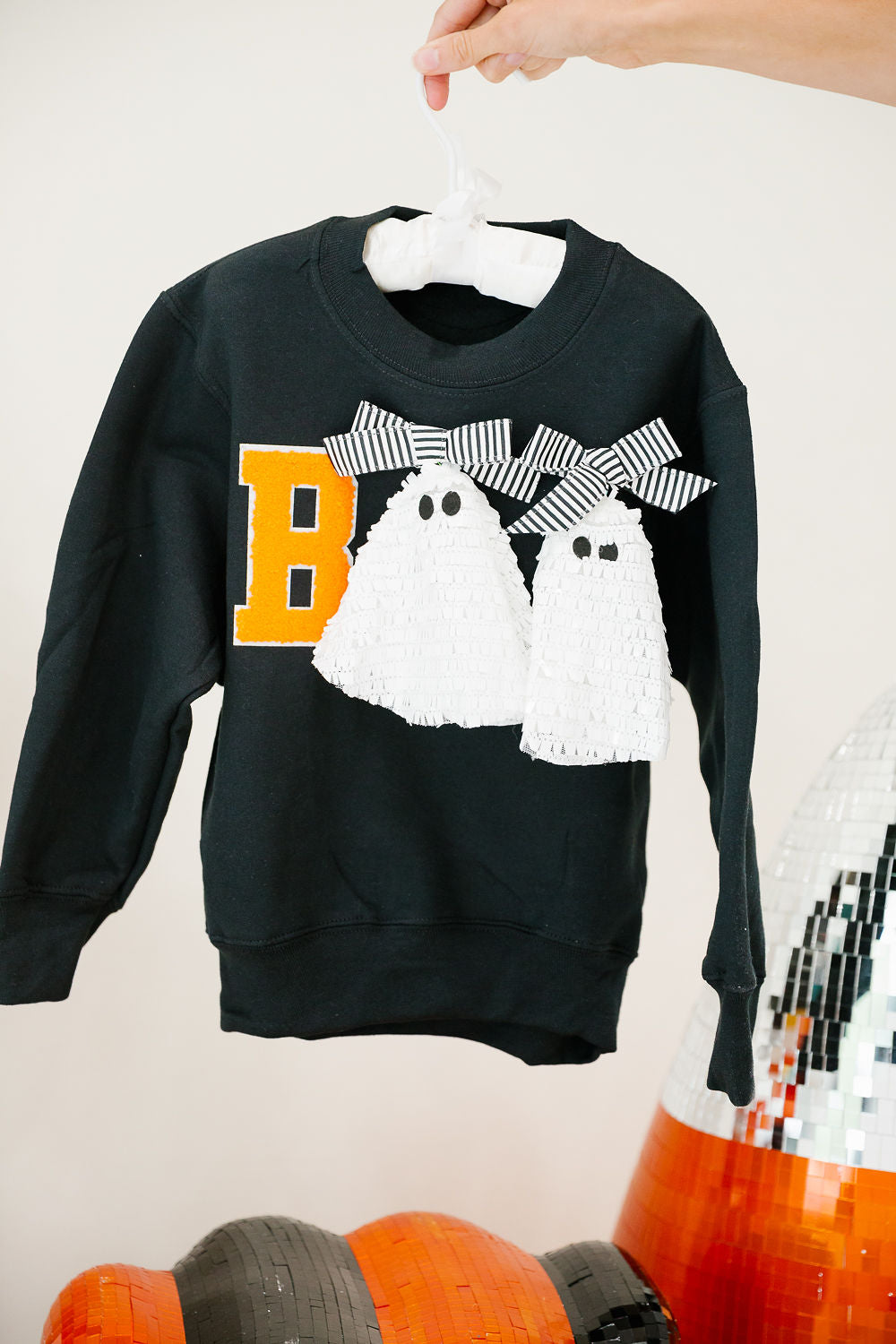 MINI KIDS WHITE SEQUIN BOO PULLOVER PULLOVER Judith March