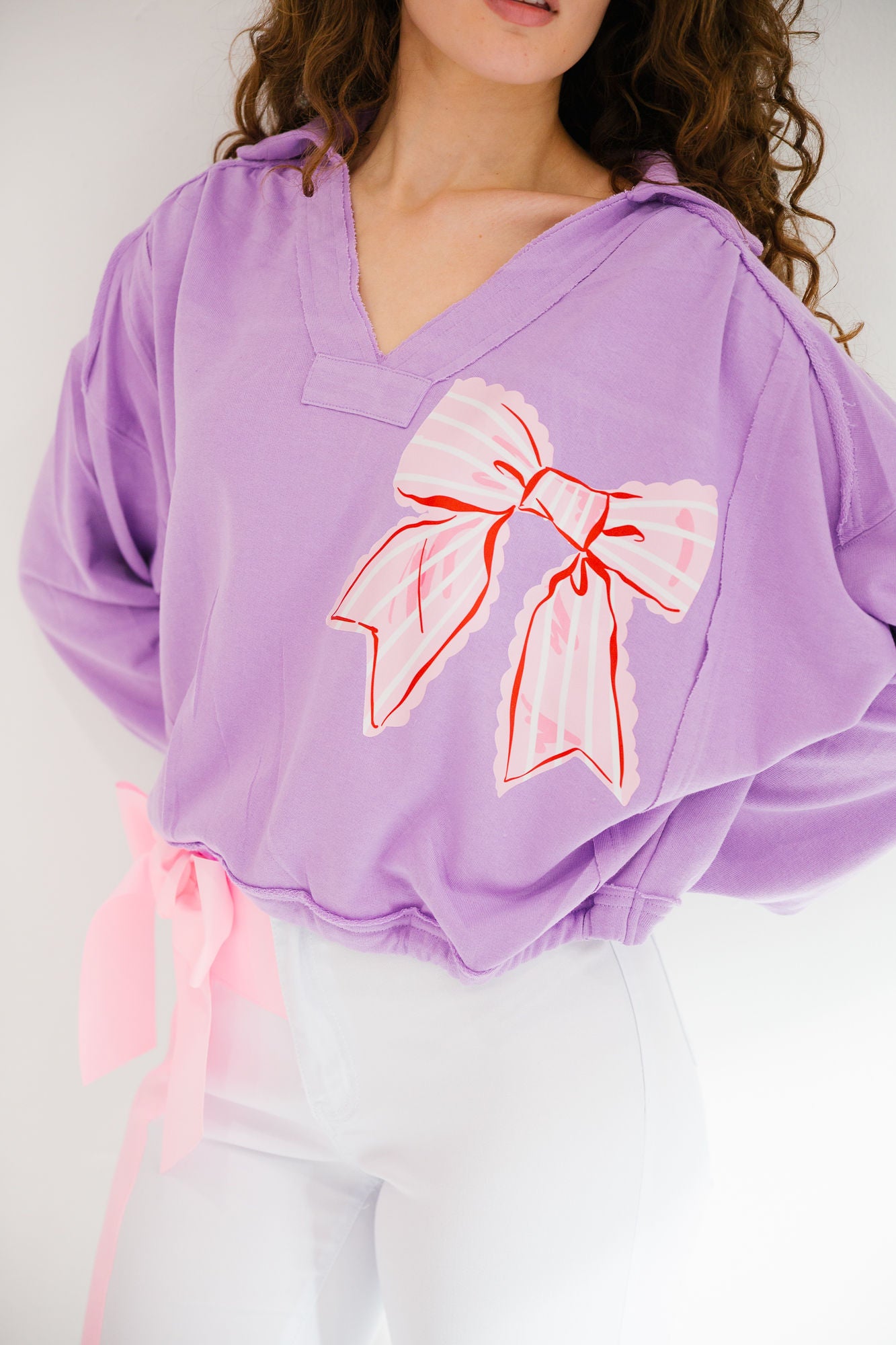 AMOUR BOW PURPLE CROPPED PULLOVER PULLOVER Judith March