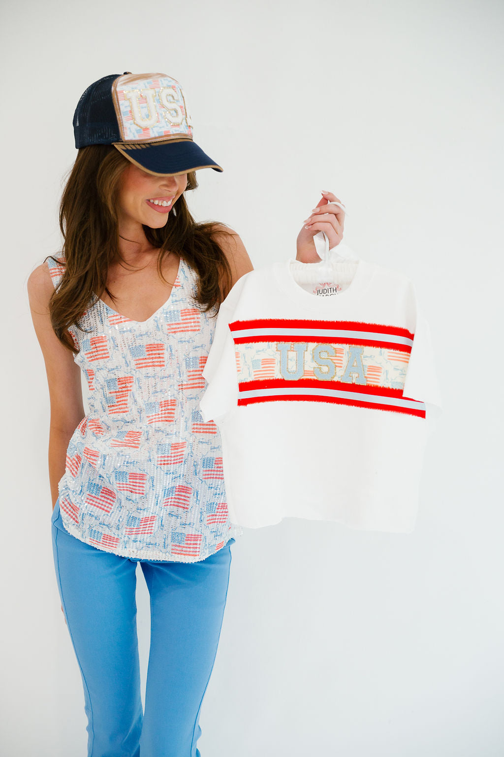 MINI KIDS USA STRIPES & BOWS SLEEVELESS PULLOVER PULLOVER Judith March