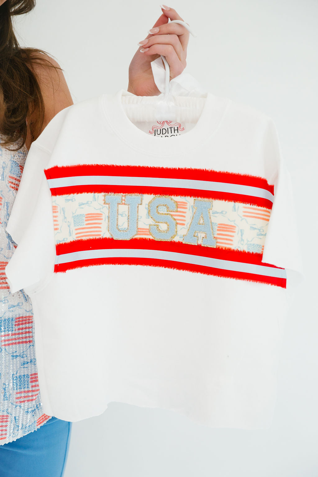 MINI KIDS USA STRIPES & BOWS SLEEVELESS PULLOVER PULLOVER Judith March