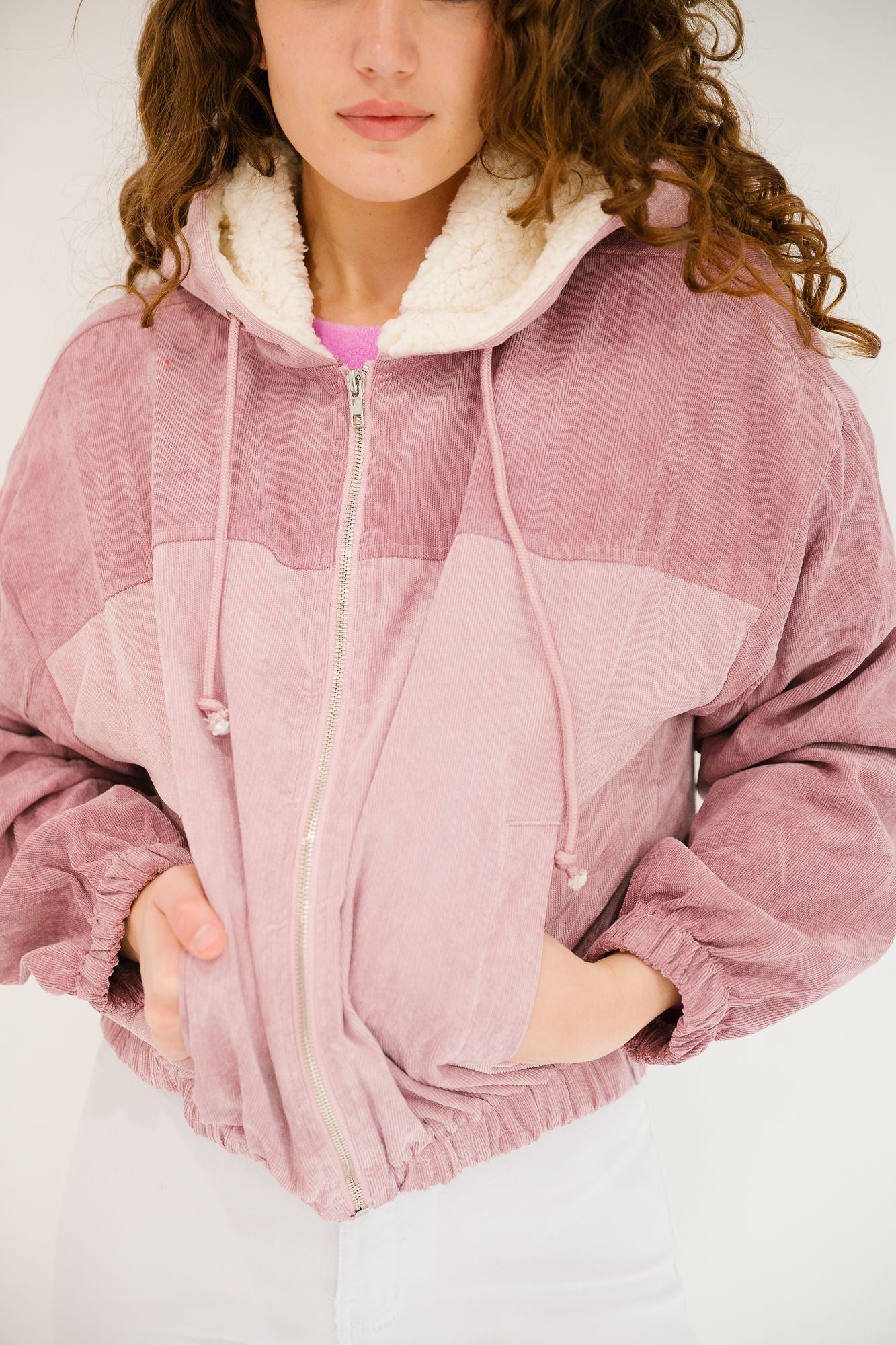 SLOPESIDE SPRITZ PINK SHERPA JACKET JACKET Judith March
