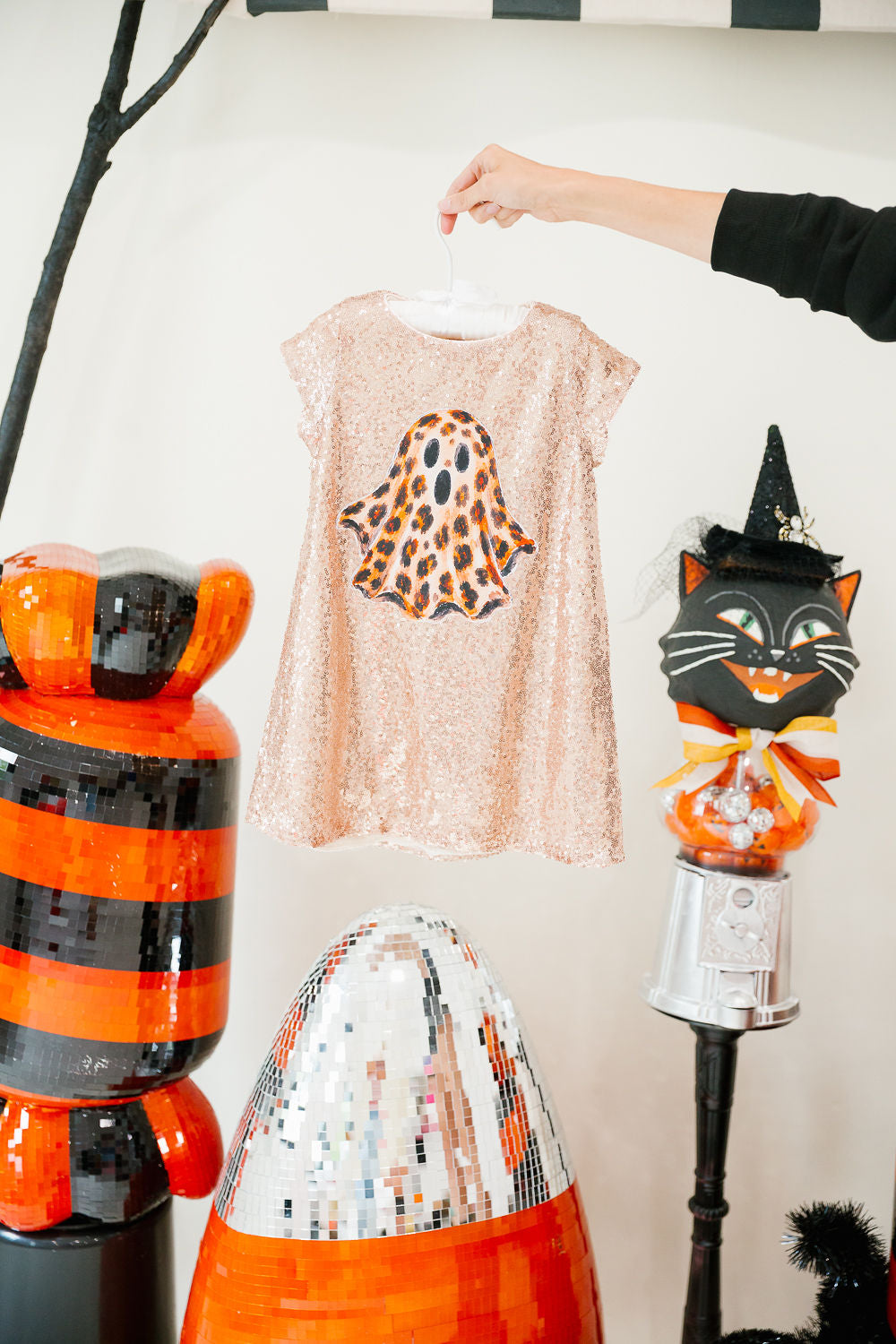 MINI KIDS LEOPARD BOO SEQUIN DRESS PULLOVER Judith March