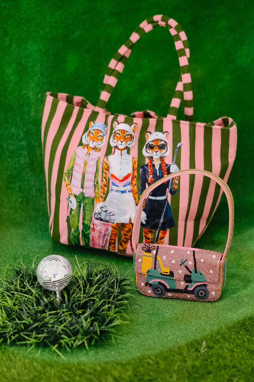 TIGERS & TEES STRIPED TOTE BAG PURSE Judith March
