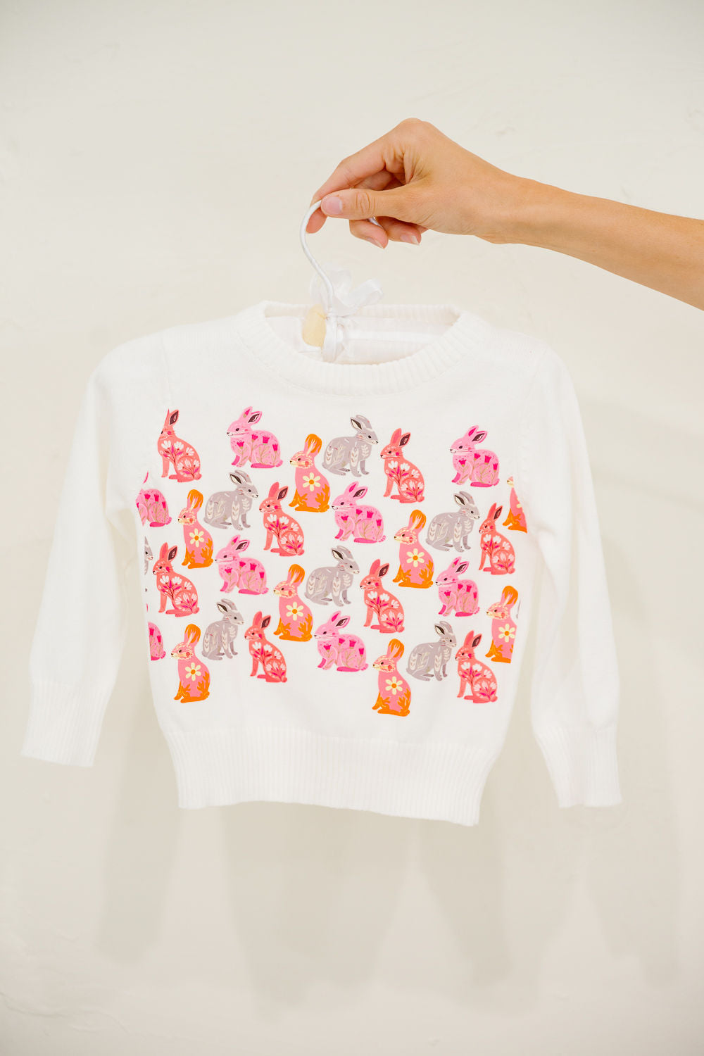 *MINI KIDS BUNNY PRINT WHITE SWEATER - 12-18M SWEATER Judith March