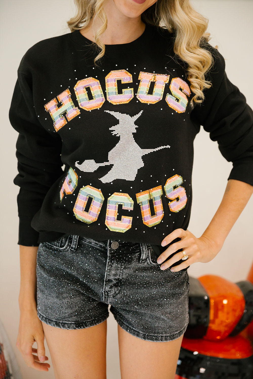 HOCUS POCUS SPARKLE BLACK PULLOVER PULLOVER Judith March