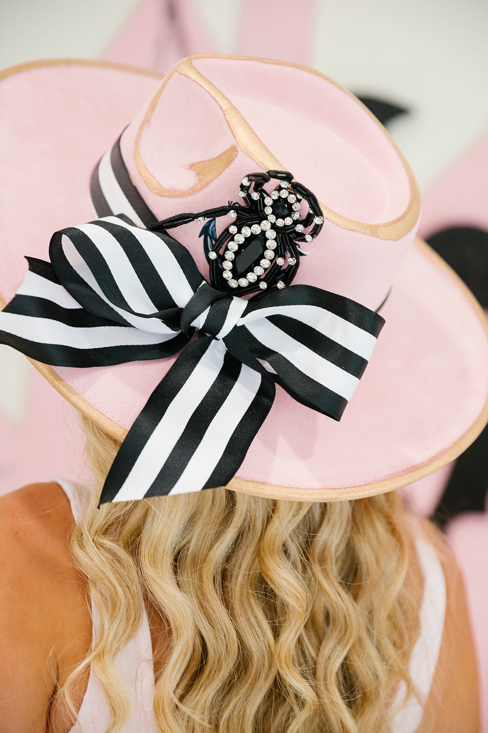 SPIDER STRIPED BOW PINK RANCHER HAT RANCHER HAT Judith March