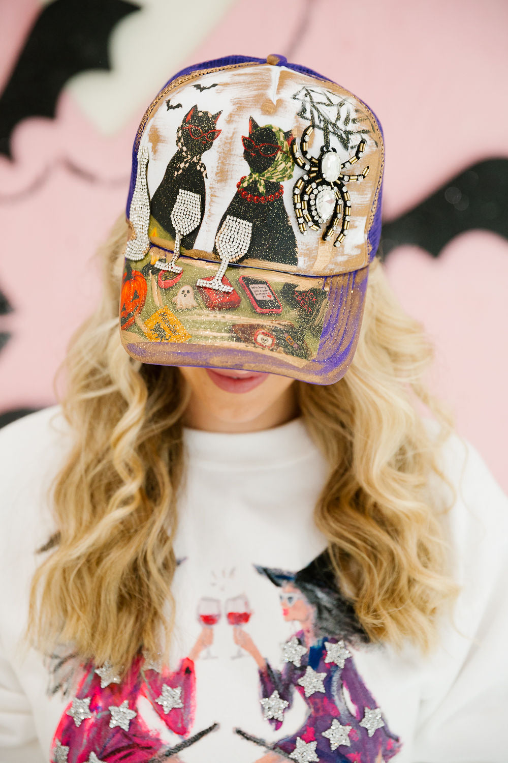SPOOKY CAT SOCIAL CLUB TRUCKER HAT TRUCKER HAT Judith March