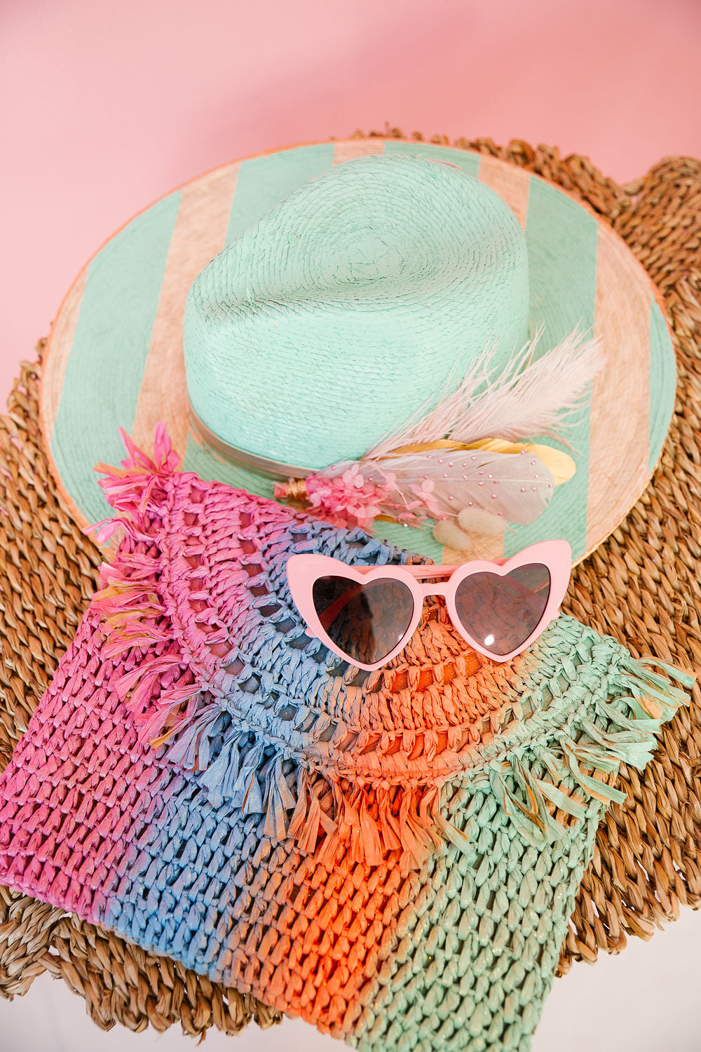 RAINBOW STRAW CLUTCH Clutch Judith March