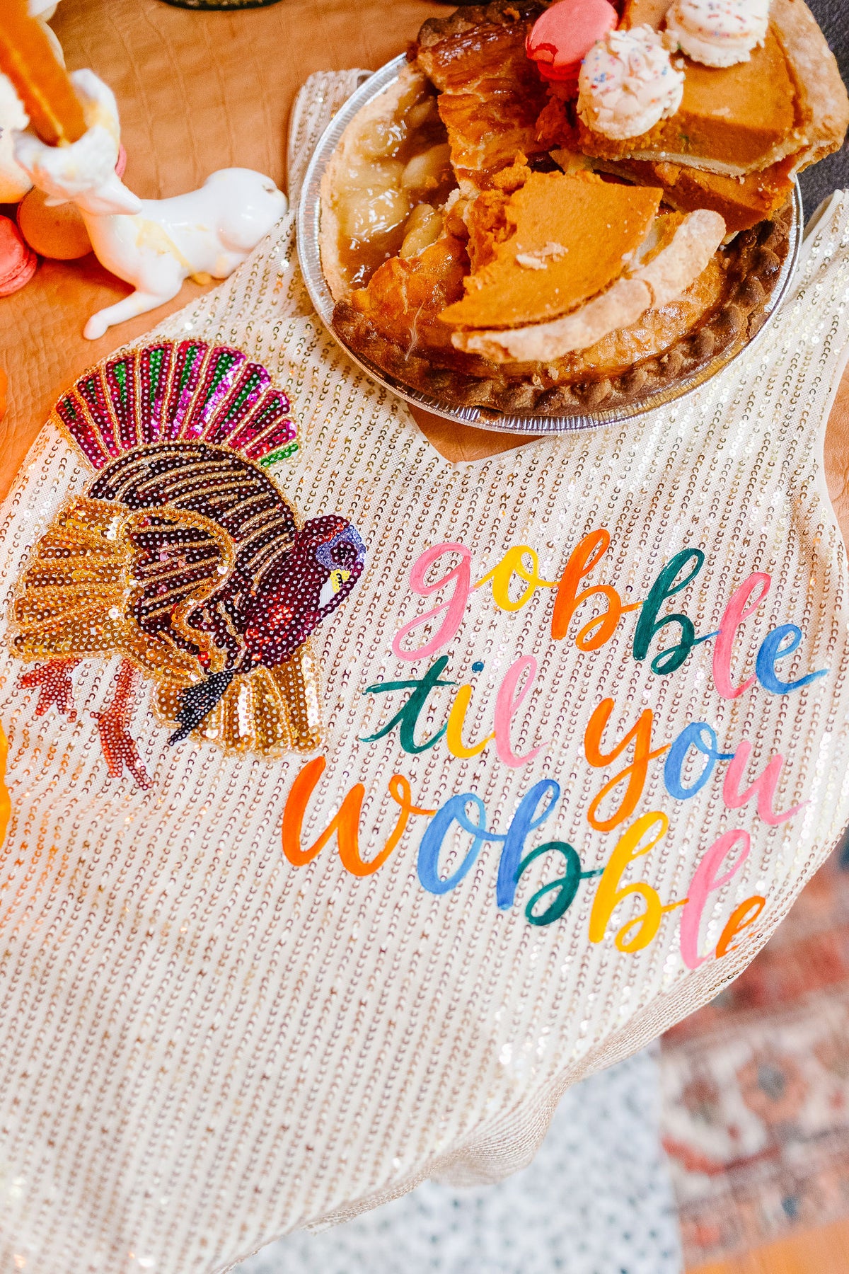 GOBBLE TIL YOU WOBBLE SEQUIN TANK TANK Judith March