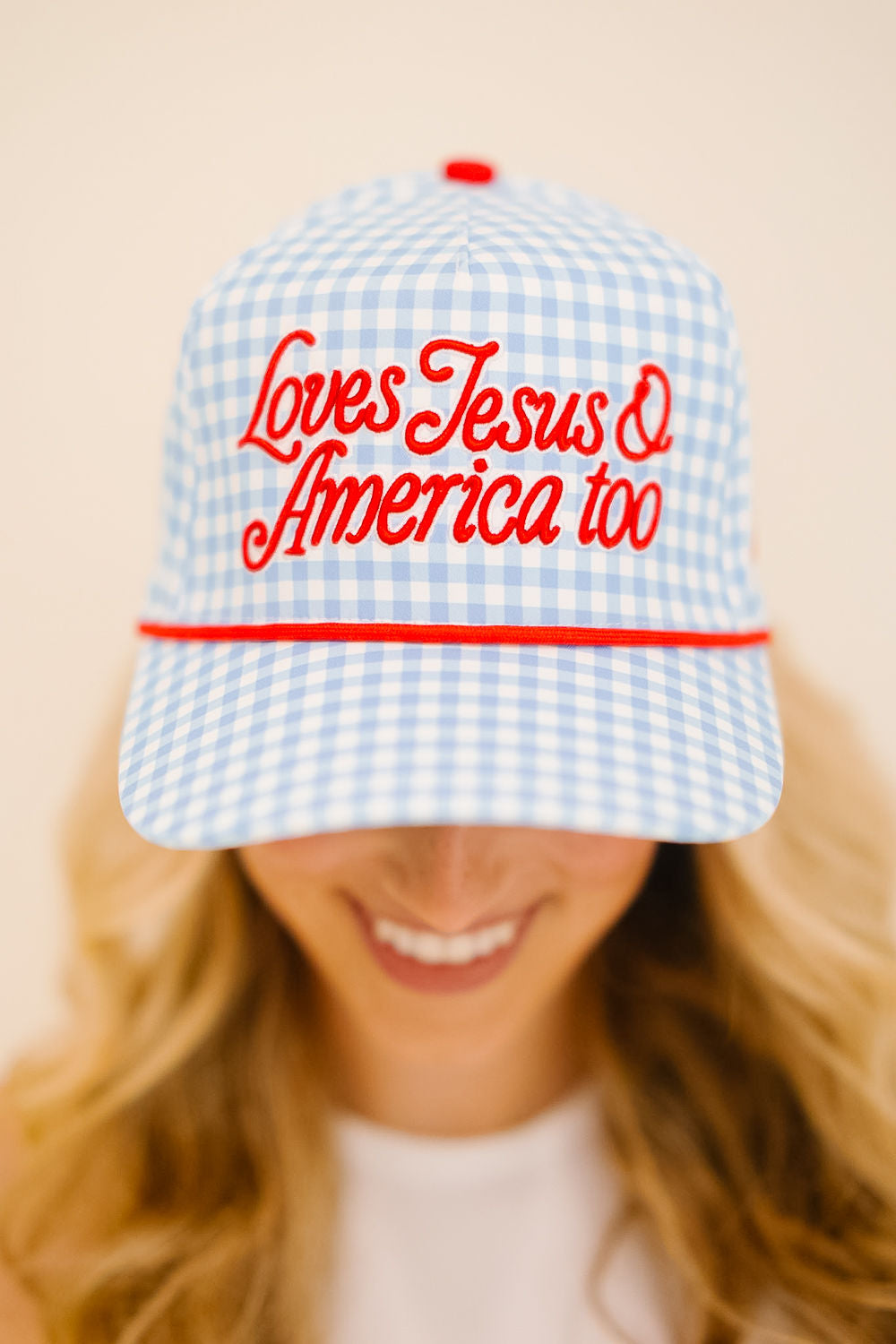 LOVES JESUS & AMERICA TOO STRUCTURED HAT HAT Judith March