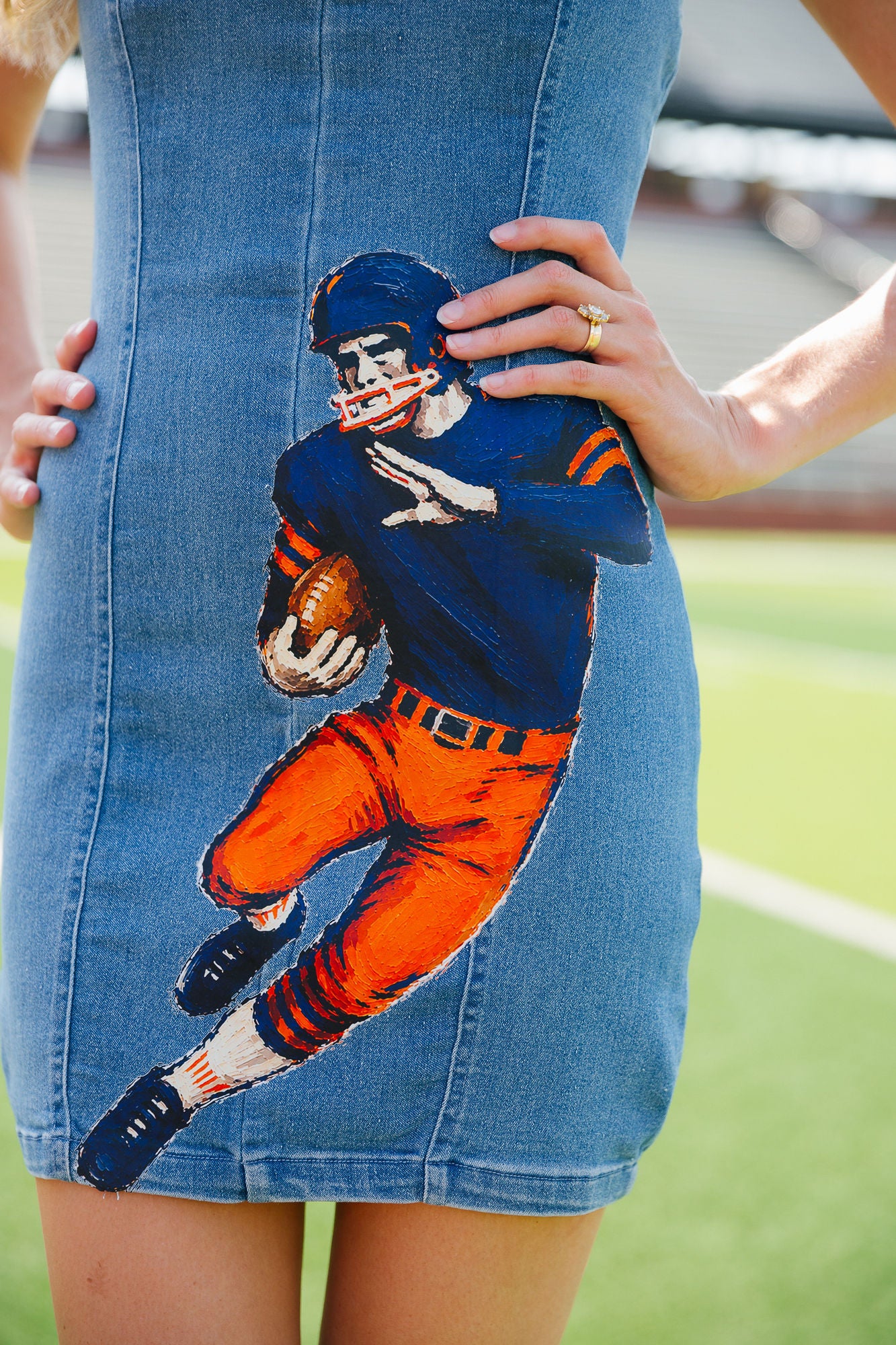 GRIDIRON GLAM HAND PAINTED DENIM DRESS DRESS Judith March