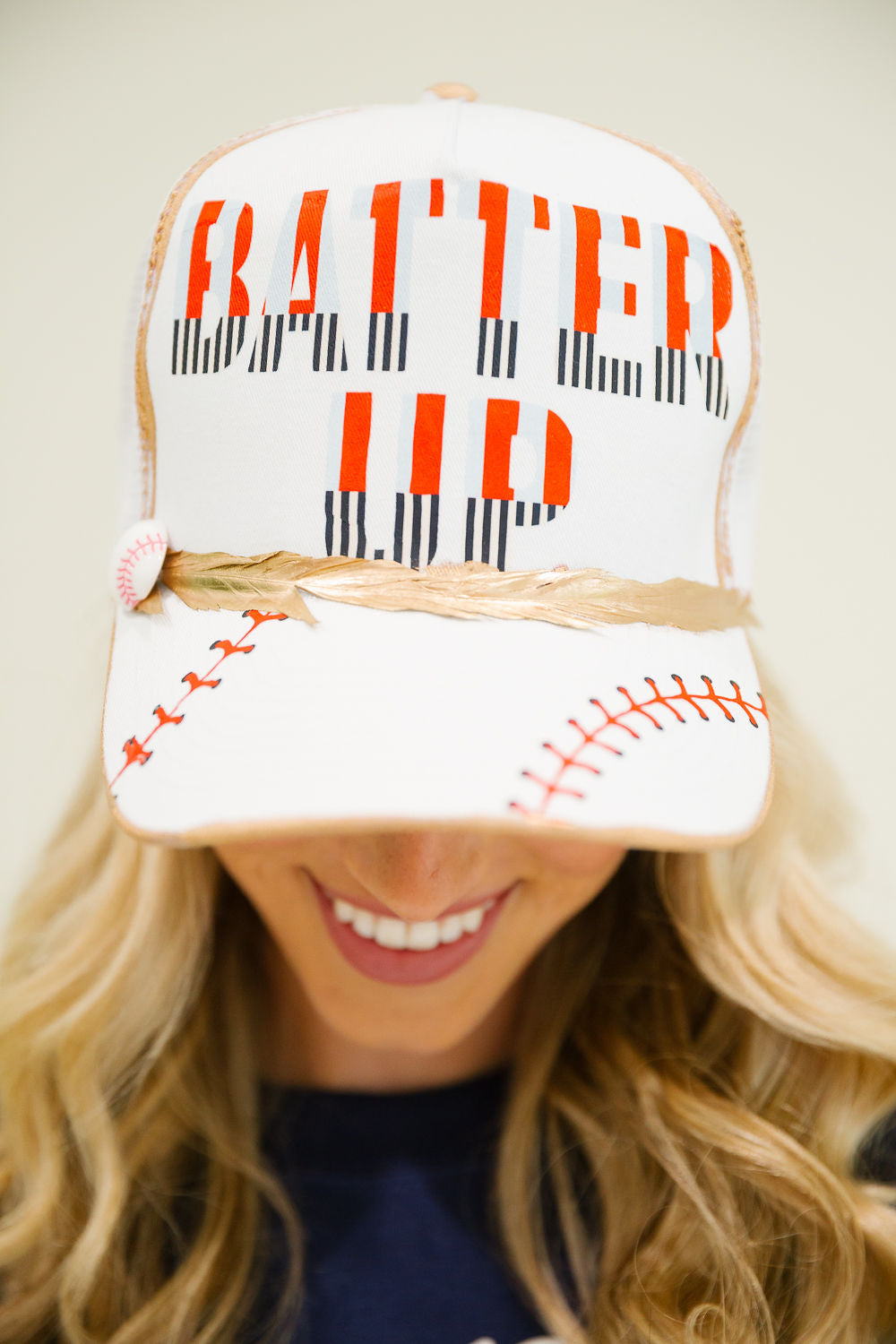 BATTER UP WHITE STRUCTURED HAT HAT Judith March