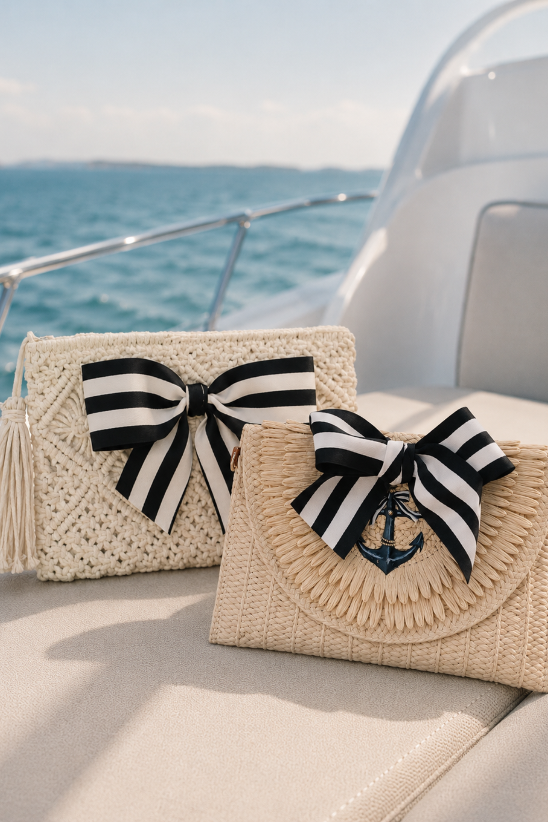 NAUTICAL STRIPED BOW CLUTCH PURSE Judith March