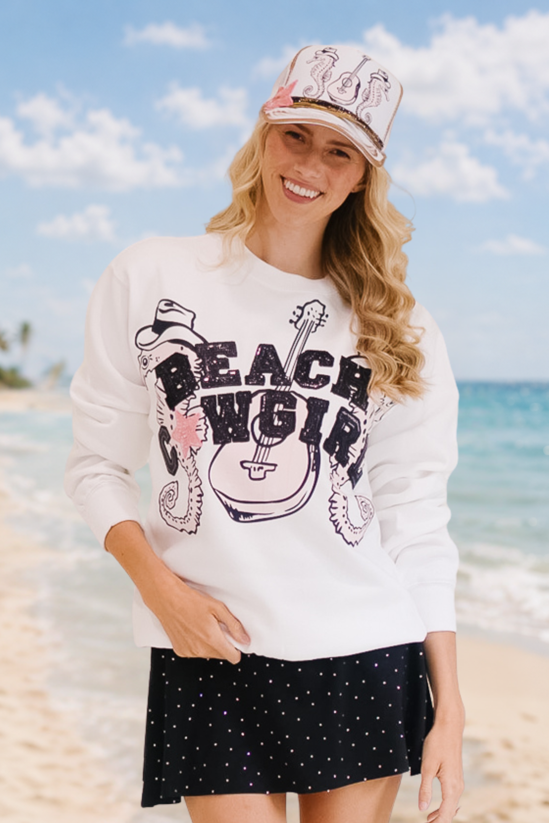 BEACH COWGIRL WHITE PULLOVER PULLOVER Judith March