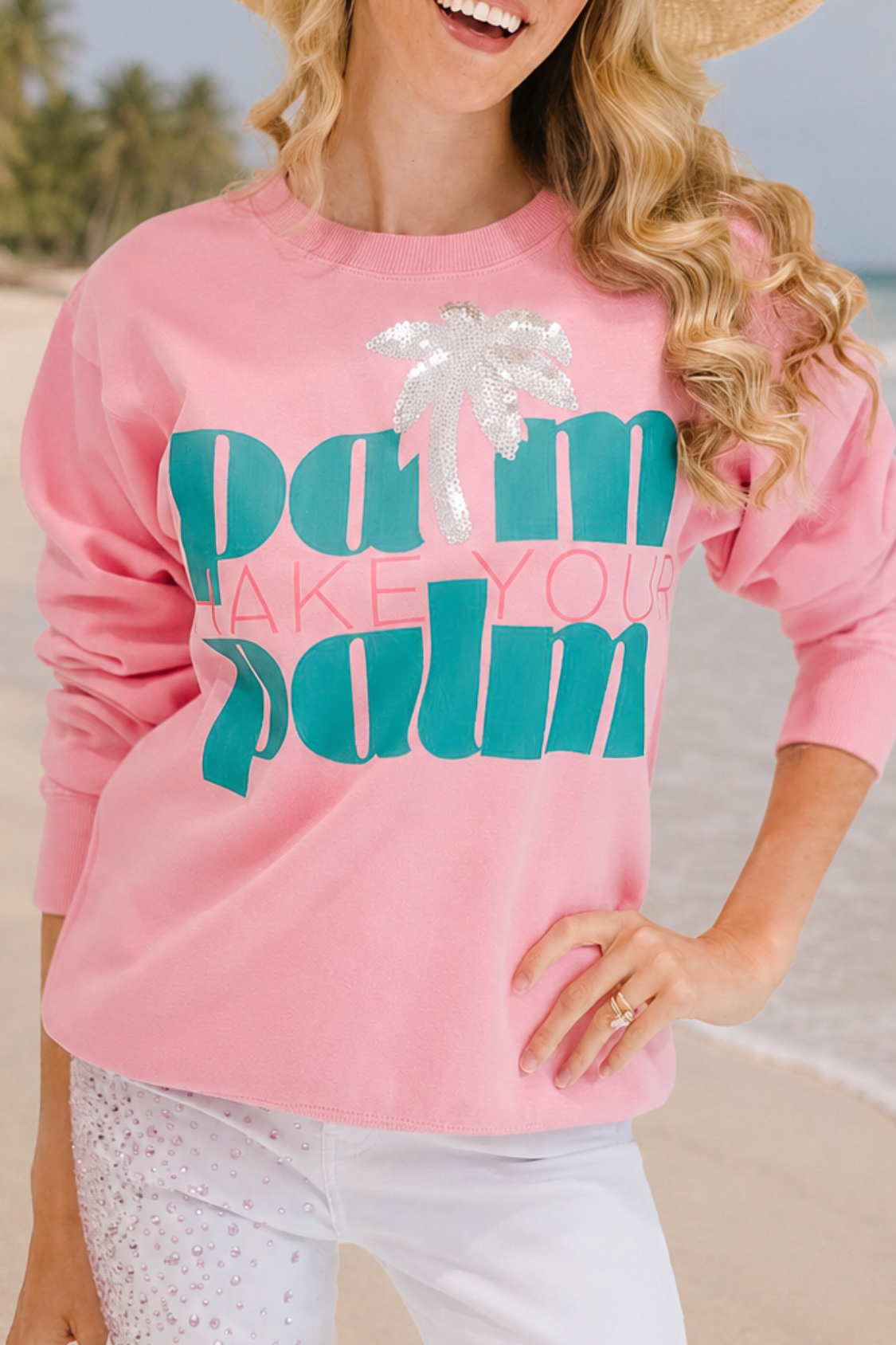 SHAKE YOUR PALM PALM PINK PULLOVER PULLOVER Judith March