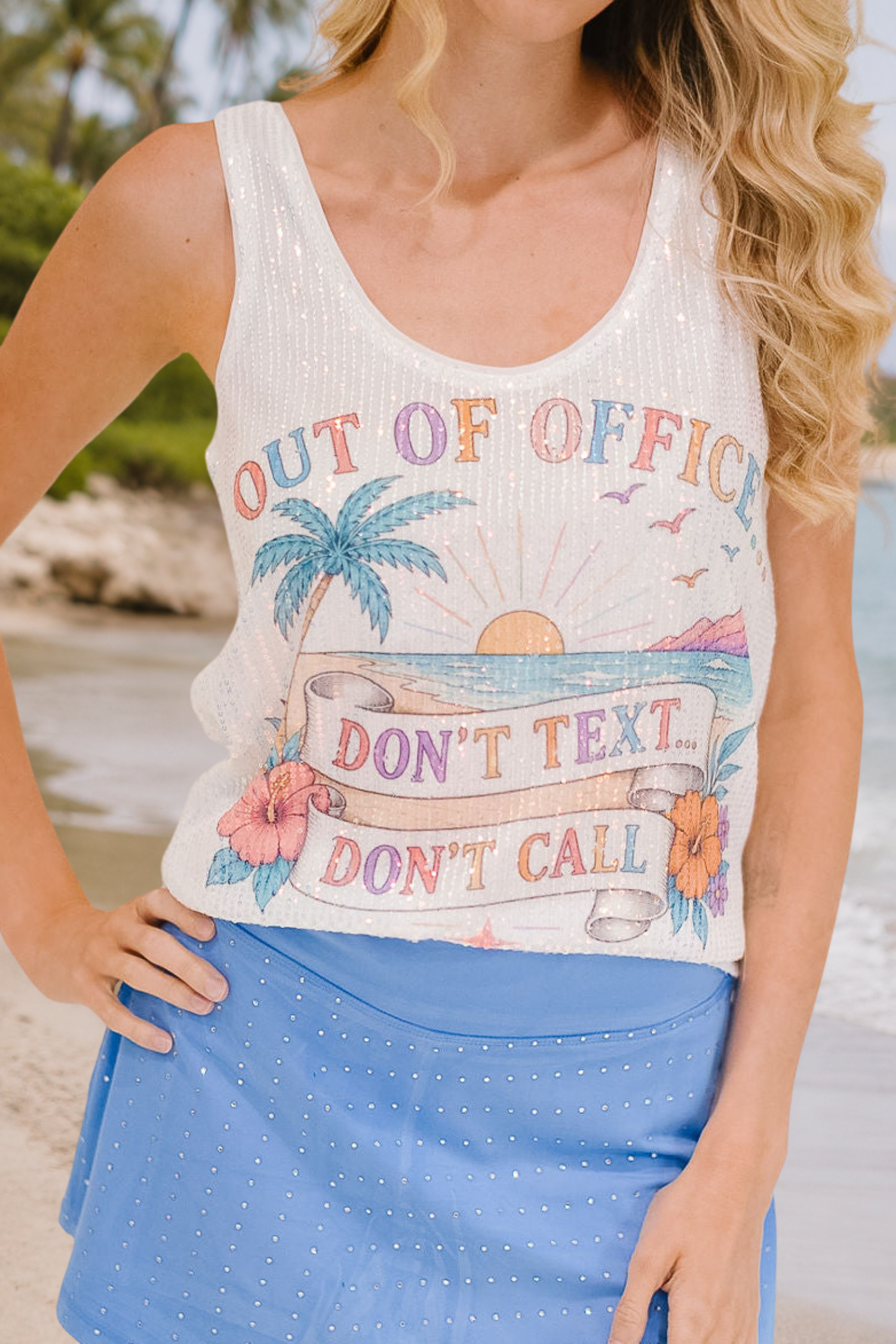 OUT OF OFFICE SILVER SEQUIN TANK TANK Judith March