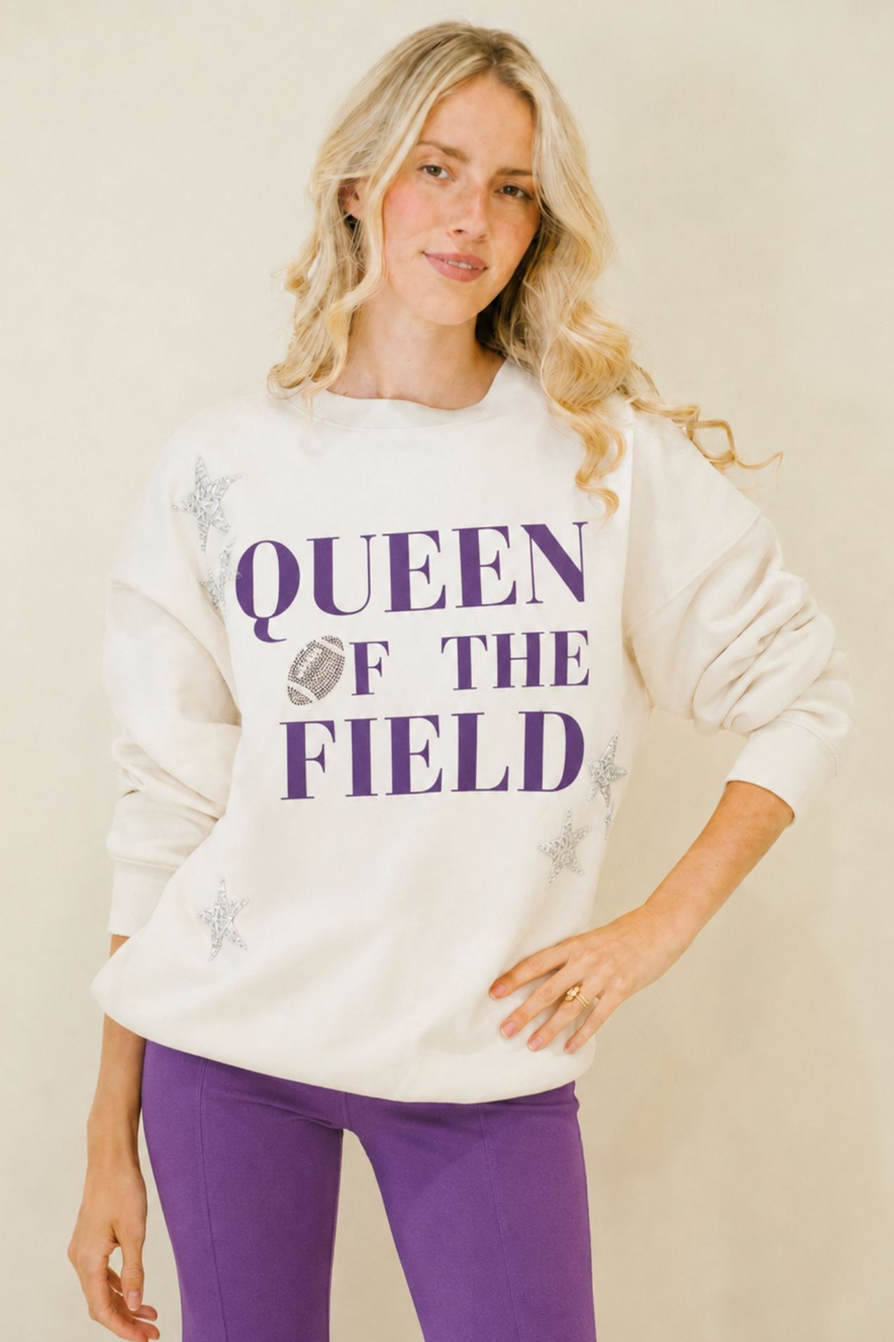 QUEEN OF THE FIELD PURPLE PULLOVER SWEATER Judith March