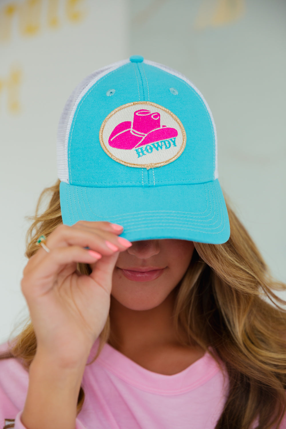 HOWDY HAT PATCH HAT HAT Judith March TURQUOISE STRUCTURED