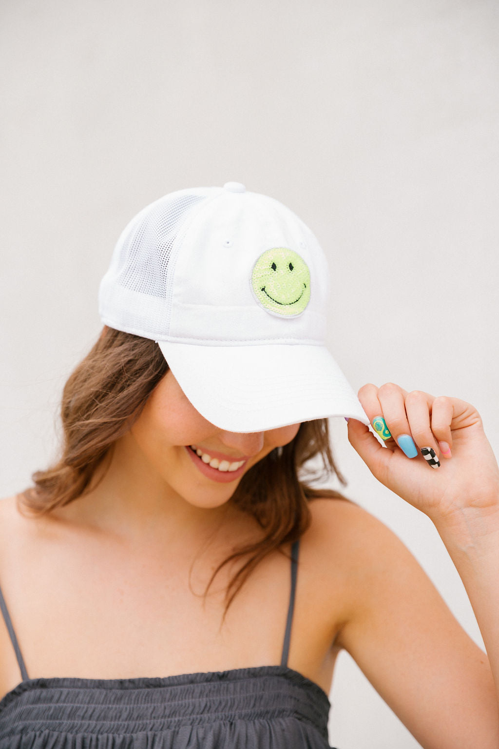 RAD SMILE PATCH HAT Hats Judith March WHITE