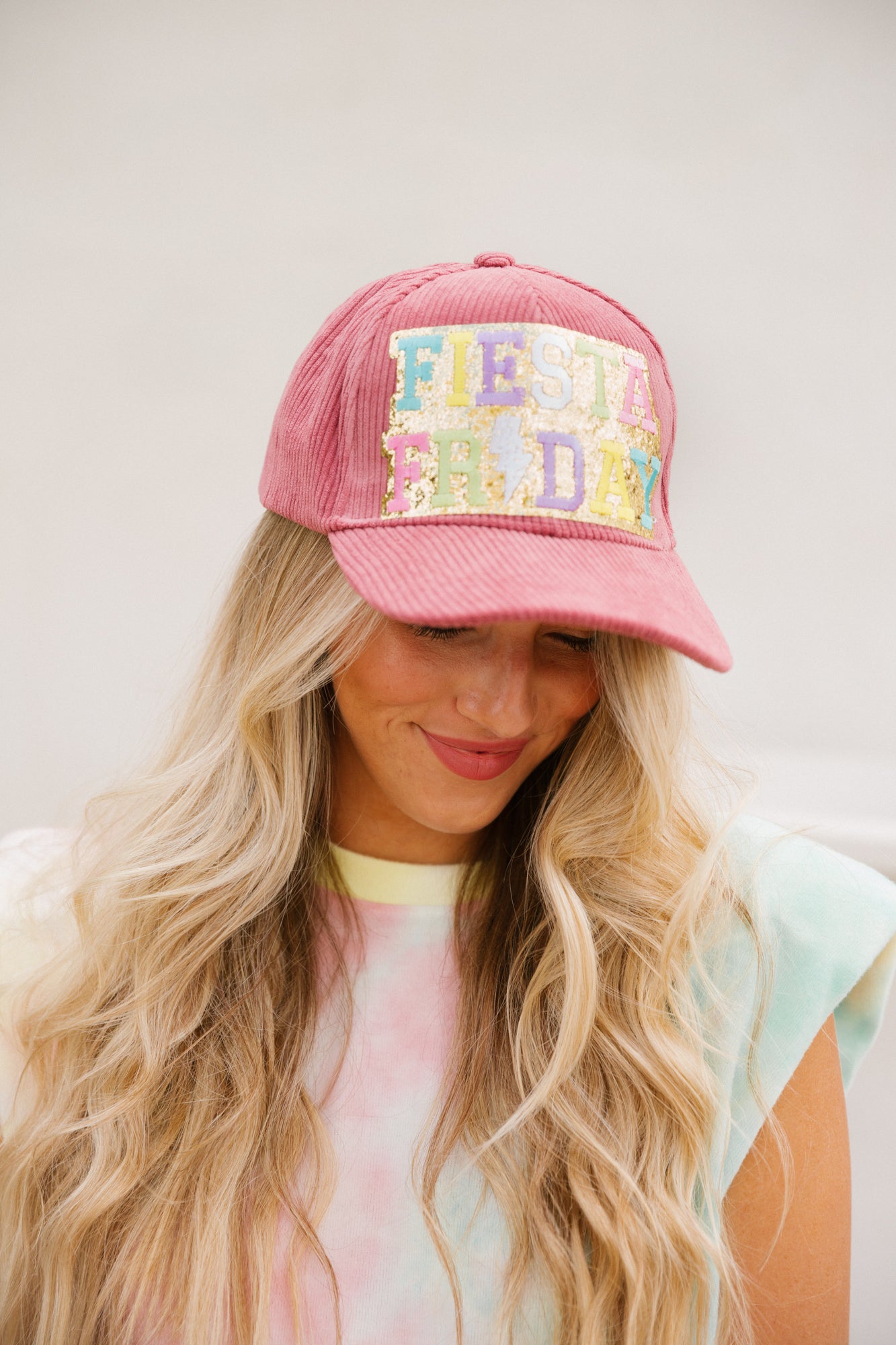 FIESTA FRIDAY CORDUROY PATCH HAT HAT Judith March ROSE