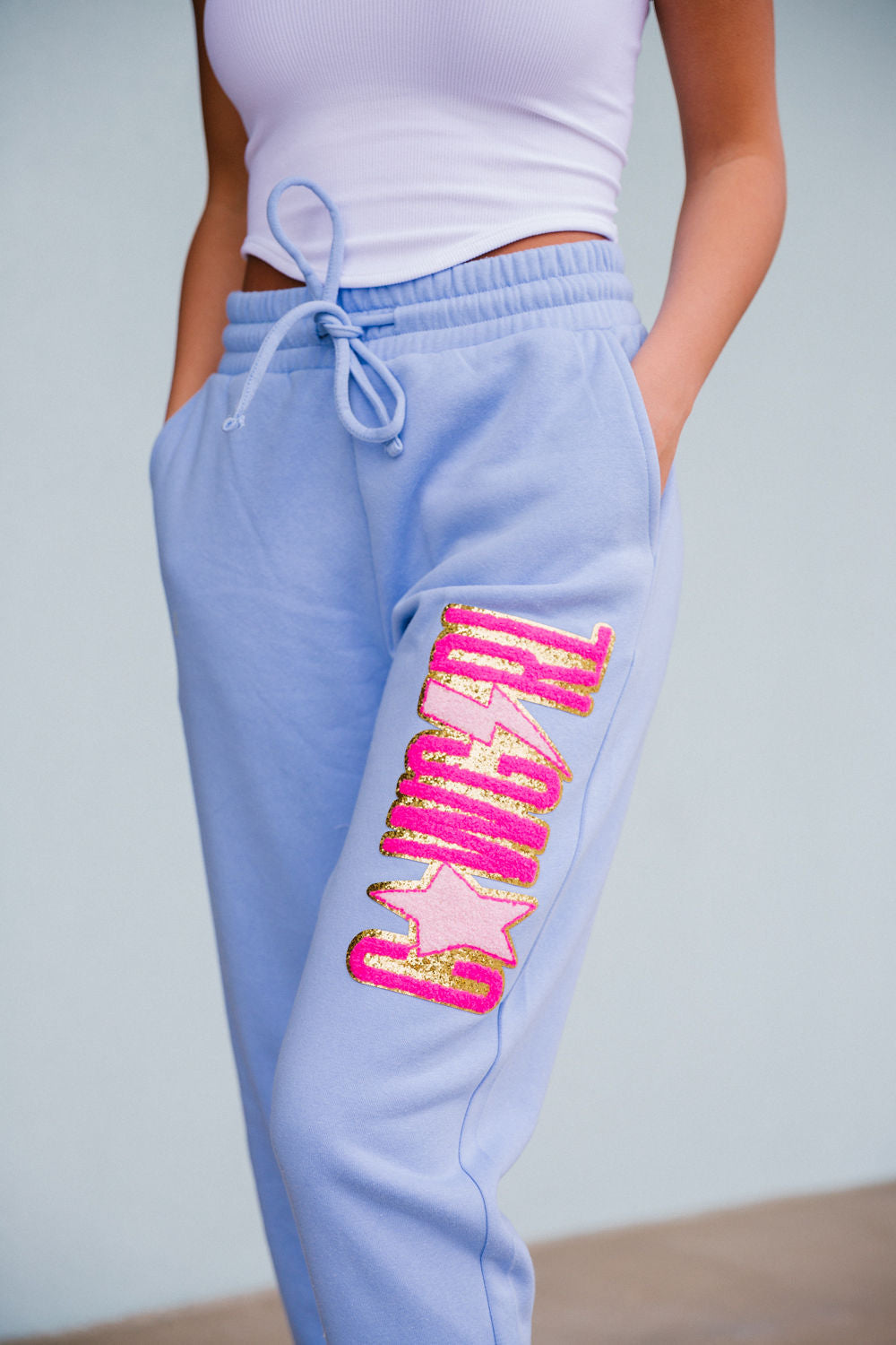 COWGIRL LIGHT BLUE JOGGERS BOTTOMS Judith March SMALL