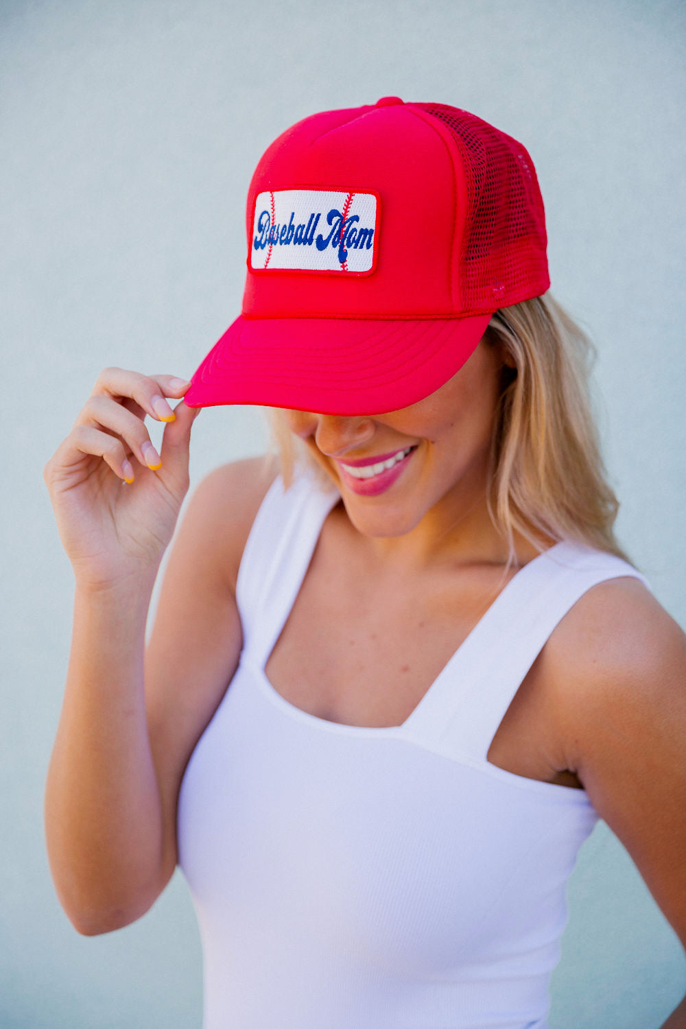 BASEBALL MOM PATCH HAT Hats Judith March RED TRUCKER