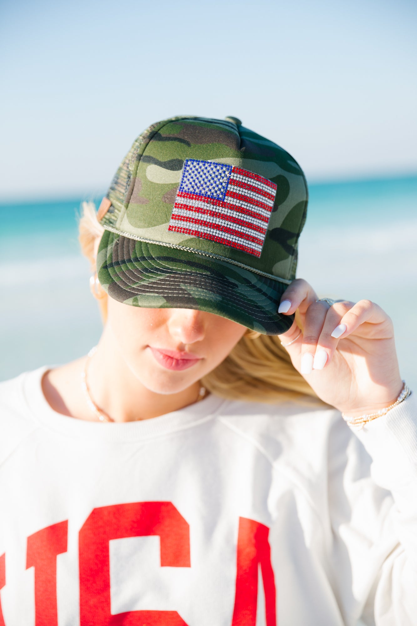 AMERICAN LADY TRUCKER HAT TRUCKER HAT Judith March CAMO