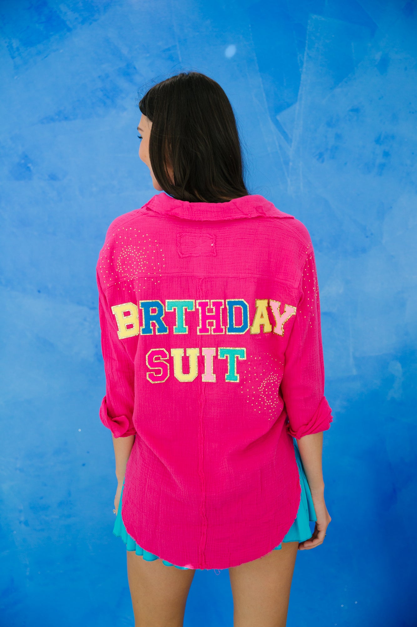 SPARKLE BIRTHDAY SUIT BUTTON DOWN Button Down Judith March SMALL PINK