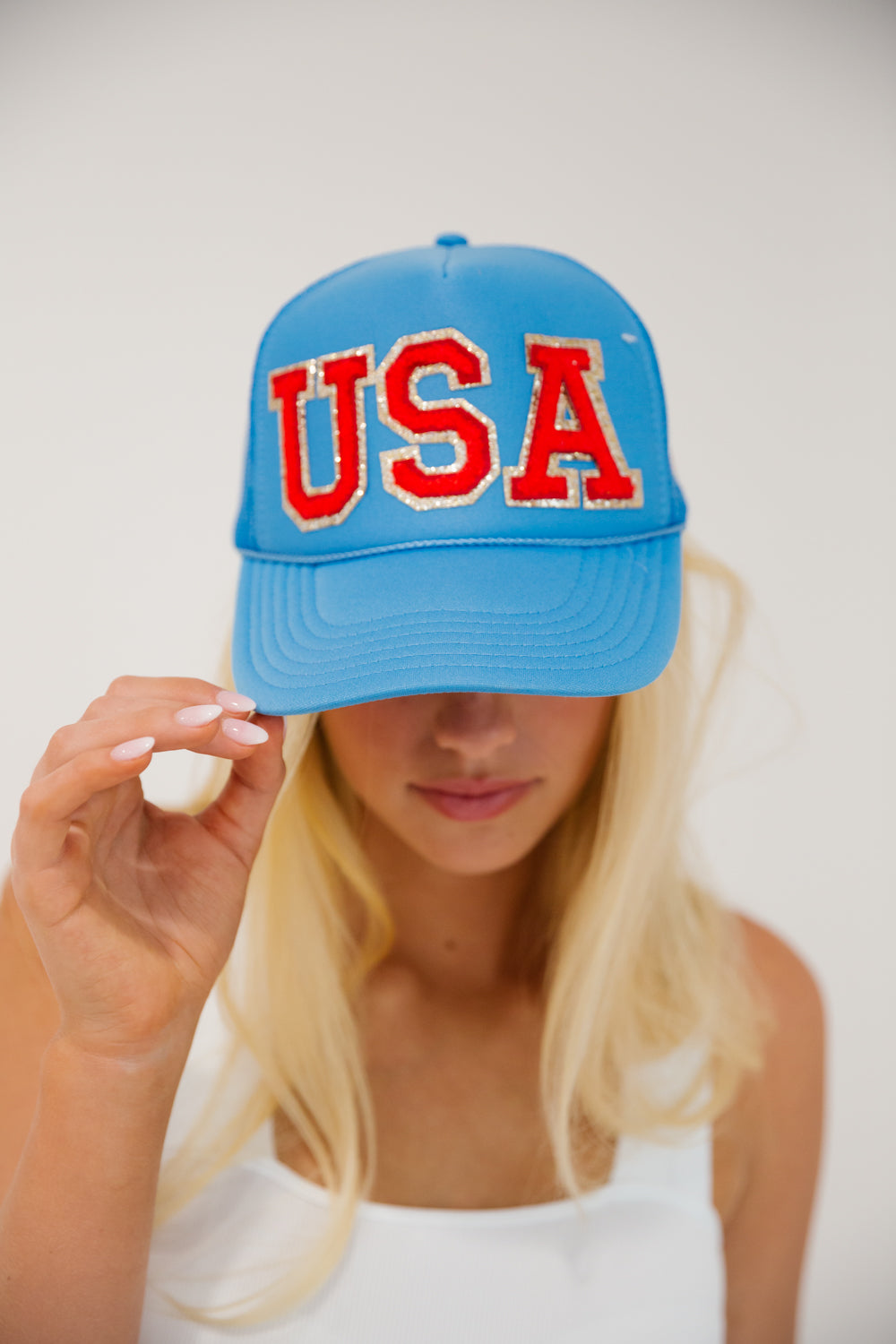 MISS USA BLUE TRUCKER HAT HAT Judith March