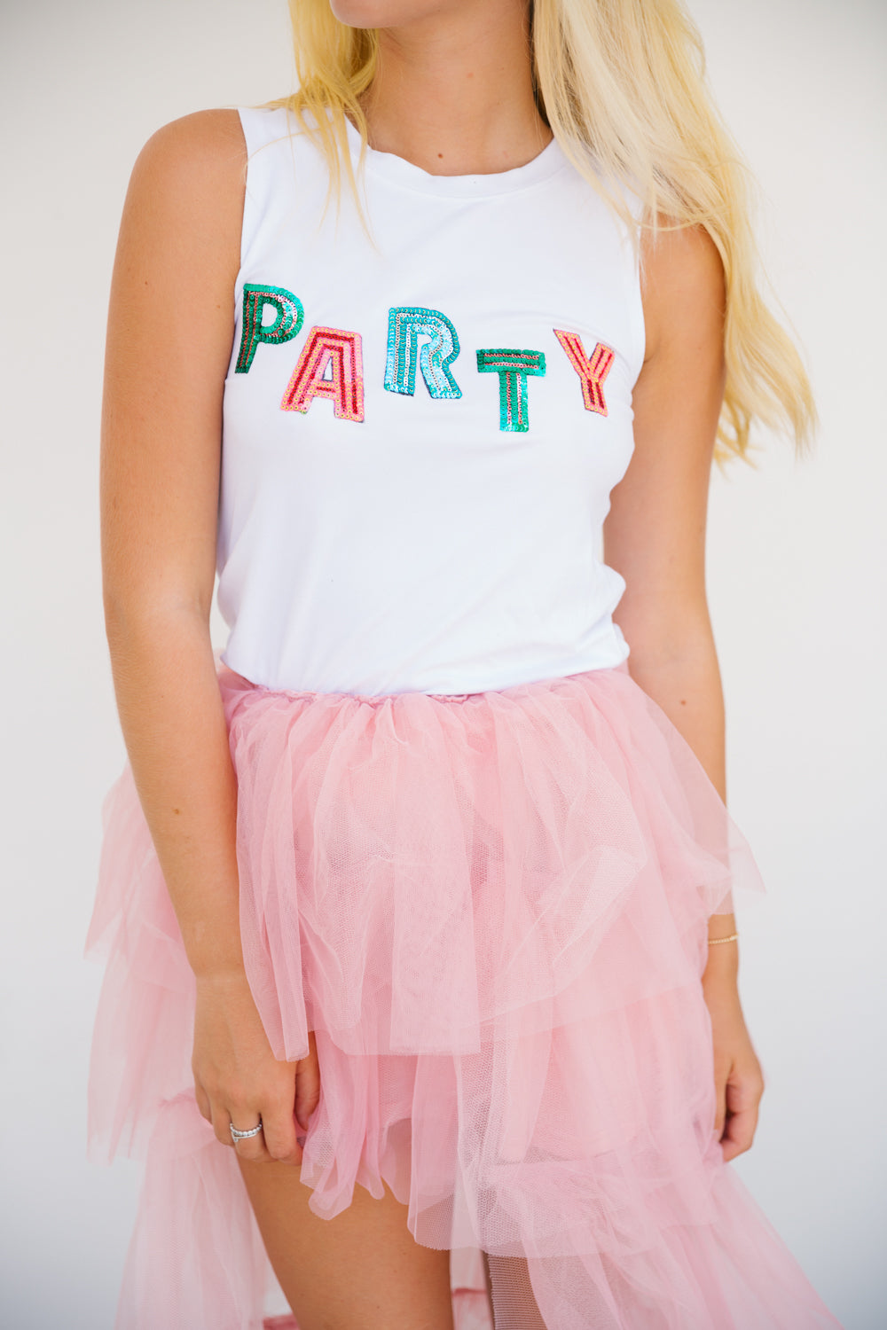 PARTY TIME WHITE TANK TANK Judith March SMALL