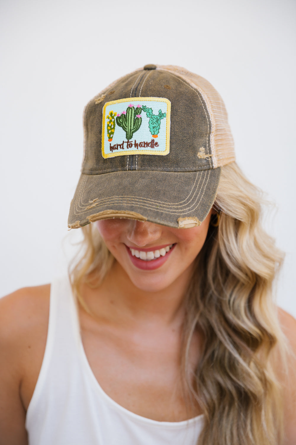 HARD TO HANDLE CACTUS PATCH HAT Hats Judith March BLACK DISTRESSED