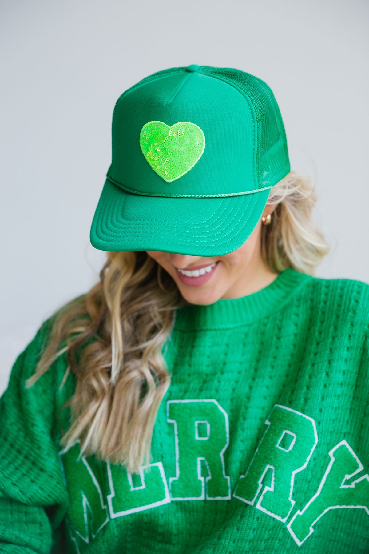 GREEN HEART TRUCKER PATCH HAT HAT Judith March