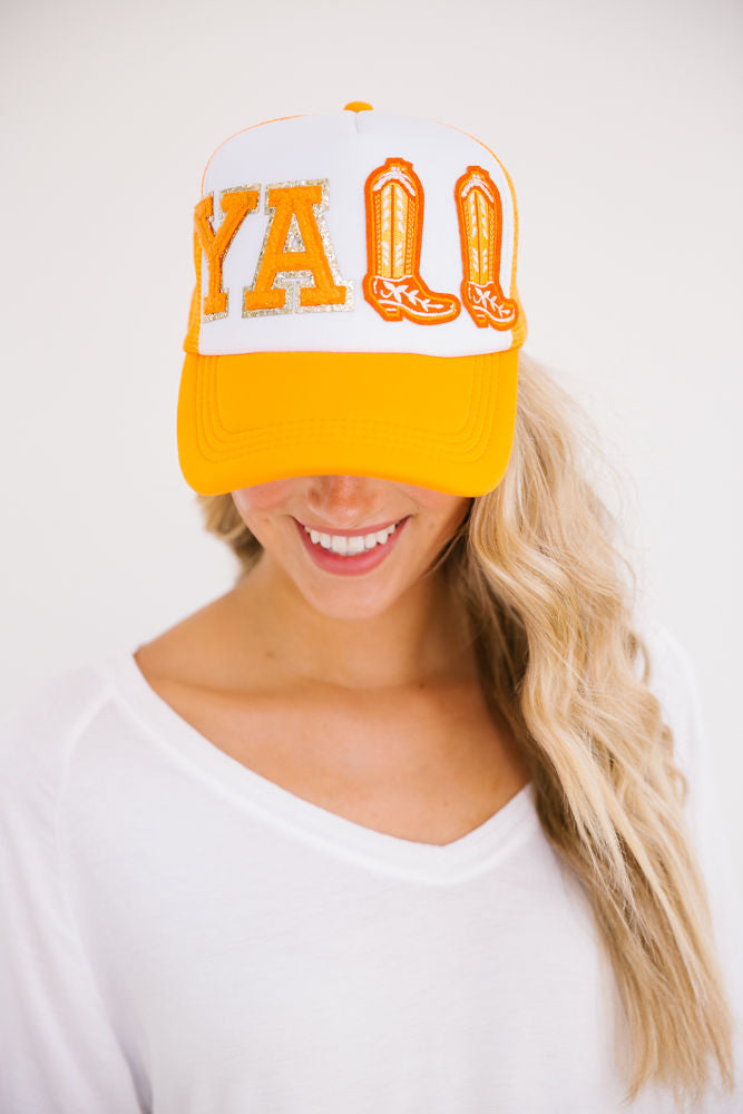 Y'ALL GAMEDAY TRUCKER HAT HAT Judith March ORANGE/WHITE TRUCKER