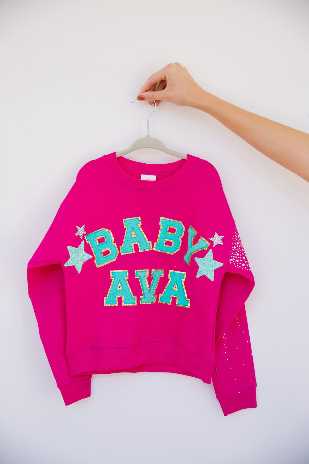 JM MINI KIDS CUSTOM PULLOVER Shirts & Tops Judith March HOT PINK X-SMALL (2-4)