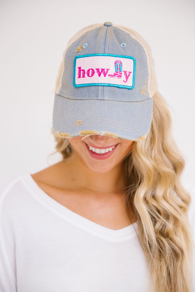HOWDY BOOT PATCH HAT Hats Judith March LIGHT DENIM