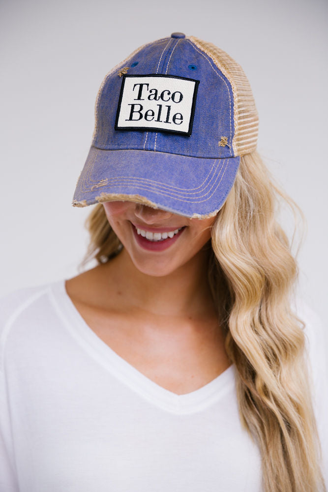 TACO BELLE PATCH HAT Hats Judith March DENIM DISTRESSED