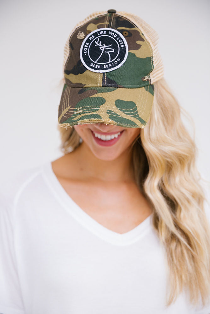 LOVE ME LIKE YOU LOVE DEER SEASON PATCH HAT Hats Judith March CAMO