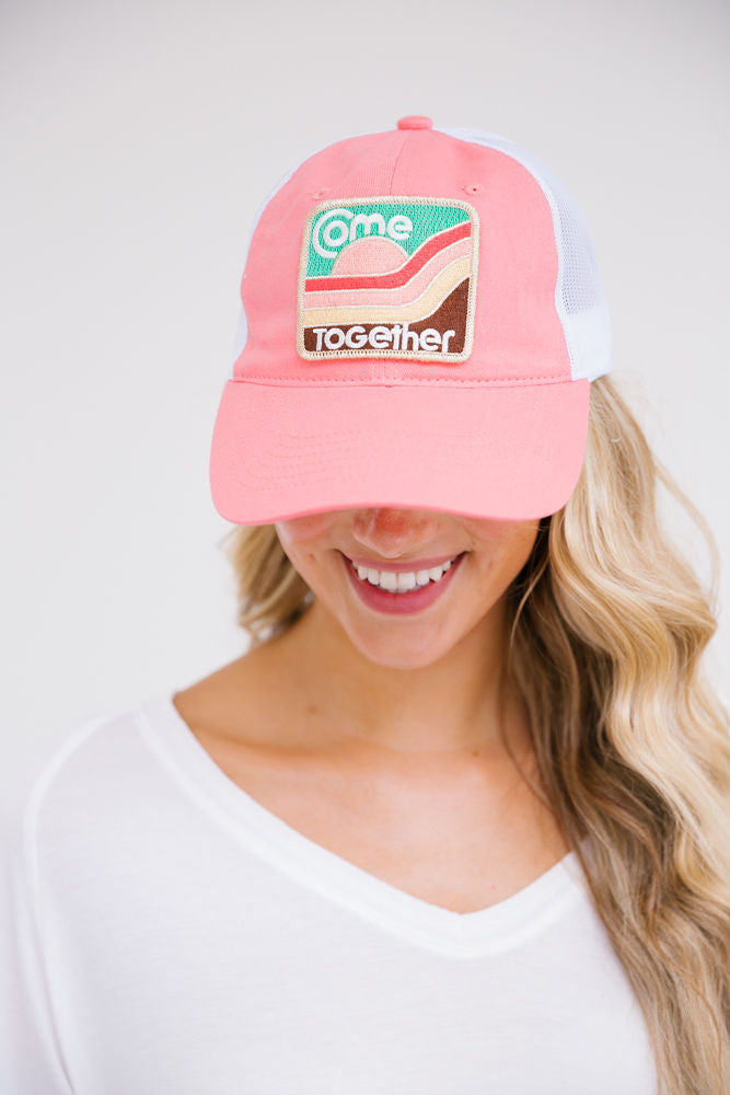 COME TOGETHER PATCH HAT Hats Judith March CORAL NON DISTRESSED