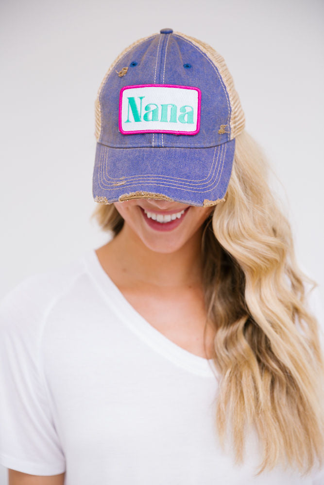 NANA PATCH HAT Hats Judith March DENIM DISTRESSED