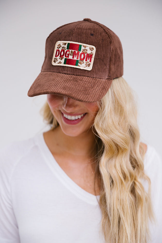 DOG MOM PATCH HAT Hats Judith March MOCHA CORDUROY