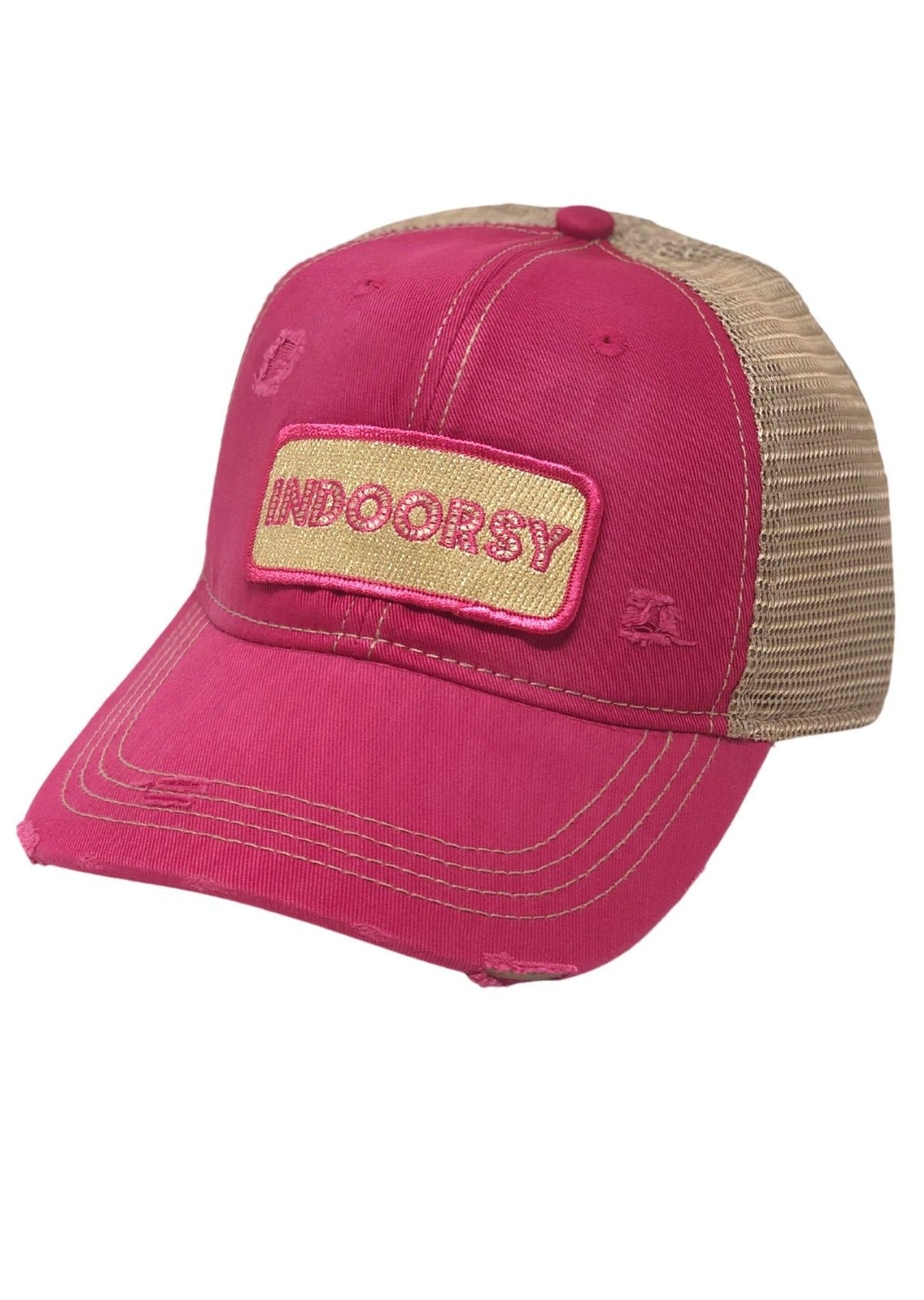 INDOORSY PATCH HAT Hats Judith March PINK DISTRESSED